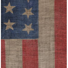 44 STARS IN DANCING ROWS IN AN HOURGLASS FORMATION, ON AN ANTIQUE AMERICAN PARADE FLAG, 1890-1896, REFLECTS WYOMING STATEHOOD