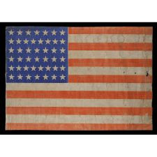 44 STARS IN JUSTIFIED ROWS ON A LARGE SCALE PARADE FLAG WITH STRIKING COLORS AND PLEASANT WEAR, WYOMING STATEHOOD, 1890-1896