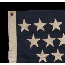 44 STARS IN ZIGZAGGING ROWS ON AN ANTIQUE AMERICAN AMERICAN FLAG MADE DURING THE LAST DECADE OF THE 19TH CENTURY, REFLECTS WYOMING STATEHOOD, 1890-1896