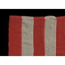 44 STARS IN ZIGZAGGING ROWS ON AN ANTIQUE AMERICAN AMERICAN FLAG MADE DURING THE LAST DECADE OF THE 19TH CENTURY, REFLECTS WYOMING STATEHOOD, 1890-1896