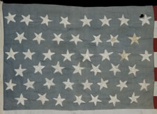 45 HAND-EMBROIDERED STARS ON A LIGHT BLUE CANTON, 1896-1907