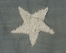 45 HAND-EMBROIDERED STARS ON A LIGHT BLUE CANTON, 1896-1907