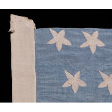 45 HAND-EMBROIDERED STARS WITH WONDERFUL, FLOWER-LIKE PROFILES ON A HOMEMADE SILK FLAG WITH A CORNFLOWER BLUE CANTON AND BURGUNDY RED STRIPES, A MAGIFICENT EXAMPLE OF THE 1896-1908 PERIOD, SPANISH-AMERICAN WAR ERA, UTAH STATEHOOD