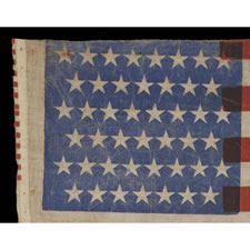 45 STAR AMERICAN PARADE FLAG WITH INTERESTING FEATURES, 1896-1907, UTAH STATEHOOD, SPANISH-AMERICAN WAR-ERA