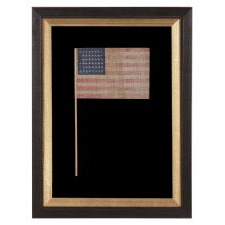 45 STAR ANTIQUE AMERICAN PARADE FLAG WITH ITS STARS ARRANGED IN A NOTCHED PATTERN, 1896-1908, UTAH STATEHOOD