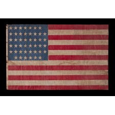 45 STAR ANTIQUE AMERICAN PARADE FLAG WITH ITS STARS ARRANGED IN A NOTCHED PATTERN, 1896-1908, UTAH STATEHOOD