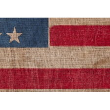 45 STAR ANTIQUE AMERICAN PARADE FLAG WITH ITS STARS ARRANGED IN A NOTCHED PATTERN, 1896-1908, UTAH STATEHOOD