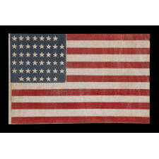 45 STAR ANTIQUE AMERICAN PARADE FLAG WITH ITS STARS ARRANGED IN A NOTCHED PATTERN, 1896-1908, UTAH STATEHOOD