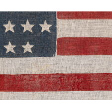 45 STAR ANTIQUE AMERICAN PARADE FLAG WITH ITS STARS ARRANGED IN A NOTCHED PATTERN, 1896-1908, UTAH STATEHOOD