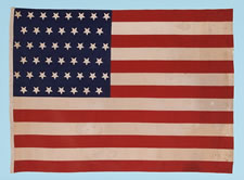 45 STAR PARADE FLAG with UPSIDE-DOWN STARS, SPANISH-AMERICAN WAR-ERA, 1896-1907