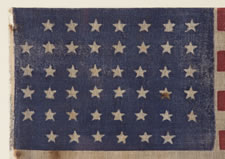 45 STARS, 1896-1907, UTAH STATEHOOD, A SCARCE, ELONGATED VARIETY WITH A RECTILINEAL STAR PATTERN THAT IS NOTCHED IN THREE CORNERS