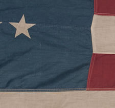 45 STARS ON AN ESPECIALLY ATTRACTIVE DENIM BLUE CANTON, A BEAUTIFUL EXAMPLE OF A COTTON BUNTING FLAG OF THIS PERIOD, 1896-1907, SPANISH-AMERICAN WAR ERA, UTAH STATEHOOD