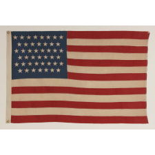 45 STARS ON AN ESPECIALLY ATTRACTIVE DENIM BLUE CANTON, A BEAUTIFUL EXAMPLE OF A COTTON BUNTING FLAG OF THIS PERIOD, 1896-1908, SPANISH-AMERICAN WAR ERA, UTAH STATEHOOD