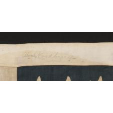 45 STARS IN A "NOTCHED" DESIGN ON A SMALL SCALE FLAG OF THE 1896-1907 PERIOD, LEAVING SPACE OPEN FOR THE FUTURE ADDITION OF THREE MORE WESTERN TERRITORIES, OWNED AND POSSIBLY MADE BY ALVAH WOODBURY, A SHOEMAKER, OF BEVERLY MASSACHUSETTS