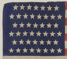 45 STARS, SILK, A SCARCE VARIETY WITH TINY NOTCHES BETWEEN EACH ARM, 1896-1907