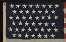 45 STARS ON A SMALL SCALE FLAG WITH ELONGATED PROPORTIONS, 1896-1907, SPANISH-AMERICAN WAR ERA, UTAH STATEHOOD