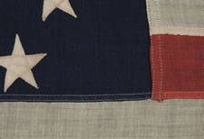 45 STARS ON A SMALL SCALE FLAG WITH ELONGATED PROPORTIONS, 1896-1907, SPANISH-AMERICAN WAR ERA, UTAH STATEHOOD