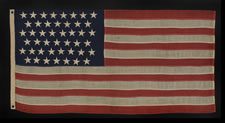 45 STARS ON A SMALL SCALE FLAG WITH ELONGATED PROPORTIONS, 1896-1907, SPANISH-AMERICAN WAR ERA, UTAH STATEHOOD