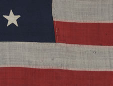 45 STARS ON THE SMALLEST PIECED-AND-SEWN, WOOL BUNTING, COMMERCIALLY MANUFACTURED FLAG THAT I HAVE EVER ENCOUNTERED, FLOWN AT AN INN IN OREGON DURING THE PATRIOTISM THAT SURROUNDED THE SPANISH-AMERICAN WAR, 1896-1908, UTAH STATEHOOD