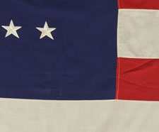 45 STARS, A VERY UNUSUAL MILITARY BATTLE FLAG, MADE OF MERINO WOOL WITH EMBROIDERED STARS, BOUND WITH BULLION TAPE AND TRIMMED WITH GOLD SILK FRINGE, UTAH STATEHOOD, 1896-1907, SPANISH-AMERICAN WAR ERA