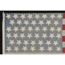 45 UNUSUAL STARS ON A HOMEMADE COTTON FLAG WITH A BEAUTIFULLY FADED CANTON, 1896-1907, SPANISH-AMERICAN WAR ERA, UTAH STATEHOOD