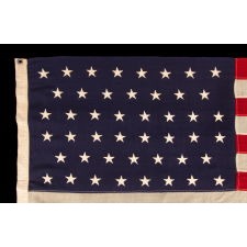 46 STAR ANTIQUE AMERICAN FLAG, 1907-1912, REFLECTS OKLAHOMA STATEHOOD