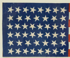 46 STARS, 1907-1912, OKLAHOMA STATEHOOD, SCATTERED STAR POSITIONING