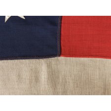 46 STARS ON AN ANTIQUE AMERICAN FLAG OF ESPECIALLY HIGH QUALITY, WITH ORIGINAL REINFORCEMENTS AND HEAVY D-RINGS ON THE HOIST BINDING, 1907-1912, OKLAHOMA STATEHOOD