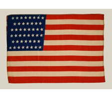 46 STARS IN "TILTED ROWS", SILK, 1907-1912, OKLAHOMA STATEHOOD