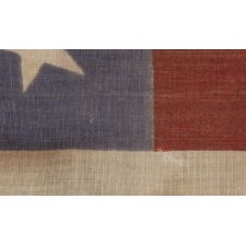 46 STARS WITH VARIED STAR POSITIONING ON AN ANTIQUE AMERICAN FLAG, 1907-1912, REFLECTS OKLAHOMA STATEHOOD