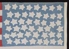 47 STARS, VERY RARE, NEW MEXICO STATEHOOD, A HOMEMADE EXAMPLE WITH A LIGHT BLUE CANTON AND EXTRAORDINARY FOLK QUALITIES, 1912