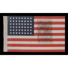 48 STAR AMERICAN PARADE FLAG WITH A RARE, TWO-COLOR OVERPRINT, MADE TO COMMEMORATE THE 75TH ANNIVERSARY OF THE BATTLE OF GETTYSBURG