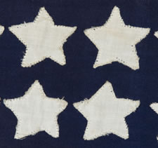 48 STAR FLAG, CANTON RESTING ON THE WAR STRIPE, MADE IN FRANCE DURING WWII TO WELCOME U.S. TROOPS INTO EPINAL IN 1944, FOLLOWING LIBERATION