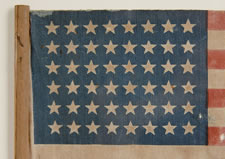 48 STAR PARADE FLAG AND PENNANT COMBINATION ON THE ORIGINAL WOODEN STAFF, MADE FOR ONE OF THE PRESIDENTIAL CAMPAIGNS OF FRANKLIN DELANO ROOSEVELT (1932, 36, 40, OR 44)