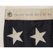 48 STAR U.S. NAVY JACK, MADE AT MARE ISLAND, CALIFORNIA, HEADQUARTERS OF THE PACIFIC FLEET, DURING WWII, DATED 1944