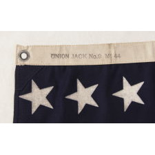 48 STAR U.S. NAVY JACK, MADE AT MARE ISLAND, CALIFORNIA, HEADQUARTERS OF THE PACIFIC FLEET, DURING WWII, DATED 1944