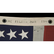 48 STAR, U.S. NAVY SMALL BOAT ENSIGN, MADE AT MARE ISLAND, CALIFORNIA DURING WWII, SIGNED AND DATED MARCH, 1941