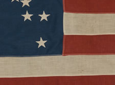 48 STARS CONFIGURED INTO THE LETTERS "U.S.A.", COPYWRITTEN IN 1916 BY C.A. HARTMAN, ONE OF ONLY THREE KNOWN SURVIVING EXAMPLES AND ONE OF THE MOST INTERESTING DESIGNS KNOWN TO EXIST IN EARLY FLAGS