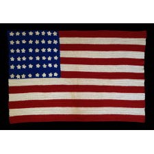 48 STARS ON A CROCHETED ON AN AMERICAN FLAG MADE DURING THE WWI - WWII ERA, A BEAUTIFUL EXAMPLE WITH STRIKING COLORS