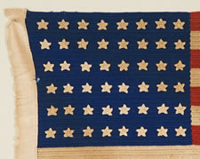 48 STARS, CROCHETED, WWI - WWI ERA, A BEAUTIFUL EXAMPLE IN A SUBSTANTIAL, CIVIL WAR ERA, SOLID WALNUT FRAME