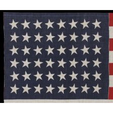 48 STARS IN DANCING ROWS, A RARE VARIETY OF ANTIQUE AMERICAN PARADE FLAG IN A LARGE SCALE, 1912-1918 OR PERHAPS EARLIER, ARIZONA & NEW MEXICO STATEHOOD: