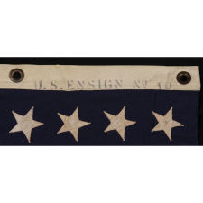 48 STARS ON A MILITARY GRADE, U.S. NAVY SMALL BOAT FLAG, WWI - WWII ERA (1917-1945), MARKED "U.S. ENSIGN No. 10"