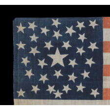 1860 ABRAHAM LINCOLN CAMPAIGN PARADE FLAG WITH 33 STARS IN A PENTAGON MEDALLION AND AN INTRIGUING ABBREVIATION OF HIS NAME, ATTRIBUTED TO H.C. HOWARD OF PHILADELPHIA