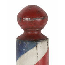 AMERICAN BARBER POLE, AN UNUSUALLY HEFTY EXAMPLE WITH GREAT POLYCHROME COLOR, CA 1880