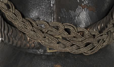 AMERICAN MILITARY BELL CROWN SHAKO OR "TAR BUCKET" CAP, 1821-1830, FOUND IN A HOUSE IN CHAMBERSBURG, PENNSYLVANIA