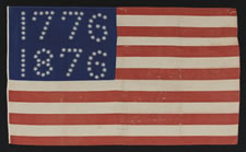 ANTIQUE AMERICAN FLAG WITH 10-POINTED STARS ARRANGED TO SPELL "1776 - 1876", ONE OF THE MOST GRAPHIC OF ALL EARLY EXAMPLES