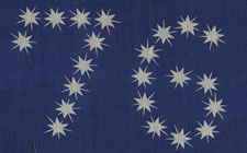 ANTIQUE AMERICAN FLAG WITH 10-POINTED STARS ARRANGED TO SPELL "1776 - 1876", ONE OF THE MOST GRAPHIC OF ALL EARLY EXAMPLES