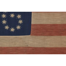 ANTIQUE AMERICAN FLAG WITH 10-POINTED STARS THAT SPELL “1776 – 1876”, MADE FOR THE 100-YEAR ANNIVERSARY OF AMERICAN INDEPENDENCE, ONE OF THE MOST GRAPHIC OF ALL EARLY EXAMPLES