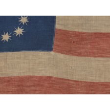 ANTIQUE AMERICAN FLAG WITH 10-POINTED STARS THAT SPELL “1776 – 1876”, MADE FOR THE 100-YEAR ANNIVERSARY OF AMERICAN INDEPENDENCE, ONE OF THE MOST GRAPHIC OF ALL EARLY EXAMPLES