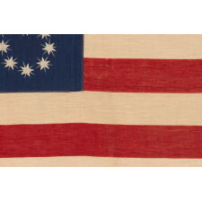 ANTIQUE AMERICAN FLAG WITH 10-POINTED STARS THAT SPELL “1776 – 1876”, MADE FOR THE 100-YEAR ANNIVERSARY OF AMERICAN INDEPENDENCE, ONE OF THE MOST GRAPHIC OF ALL EARLY EXAMPLES